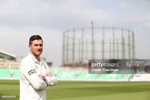 Graeme Smith of Surrey poses for a picture during the Surrey CCC Captains' Press Day at The Kia Oval on April 3, 2014 in London, England.