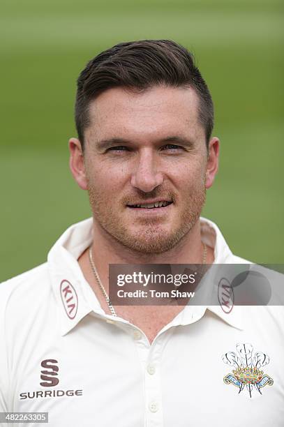 Graeme Smith of Surrey poses for a picture during the Surrey CCC Captains' Press Day at The Kia Oval on April 3, 2014 in London, England.