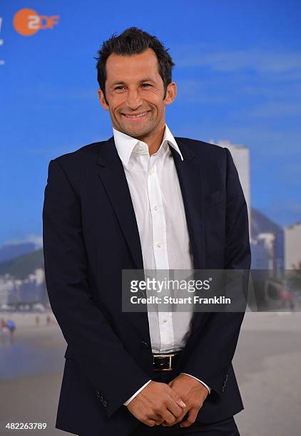 Bayern Muenchen football legend Hasan Salihamidzic is pictured during the ARD/ZDF FIFA World Cup 2014 team presentation event on April 3, 2014 in...