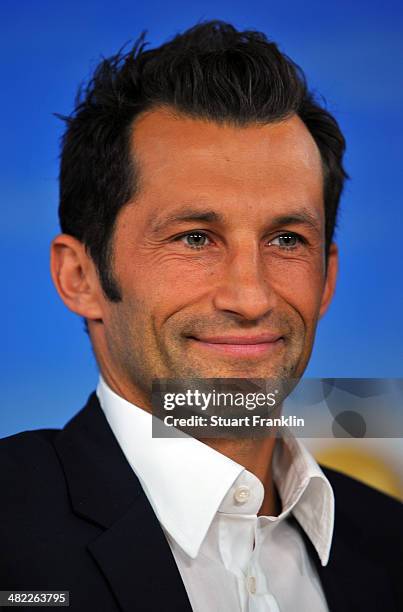 Bayern Muenchen football legend Hasan Salihamidzic is pictured during the ARD/ZDF FIFA World Cup 2014 team presentation event on April 3, 2014 in...