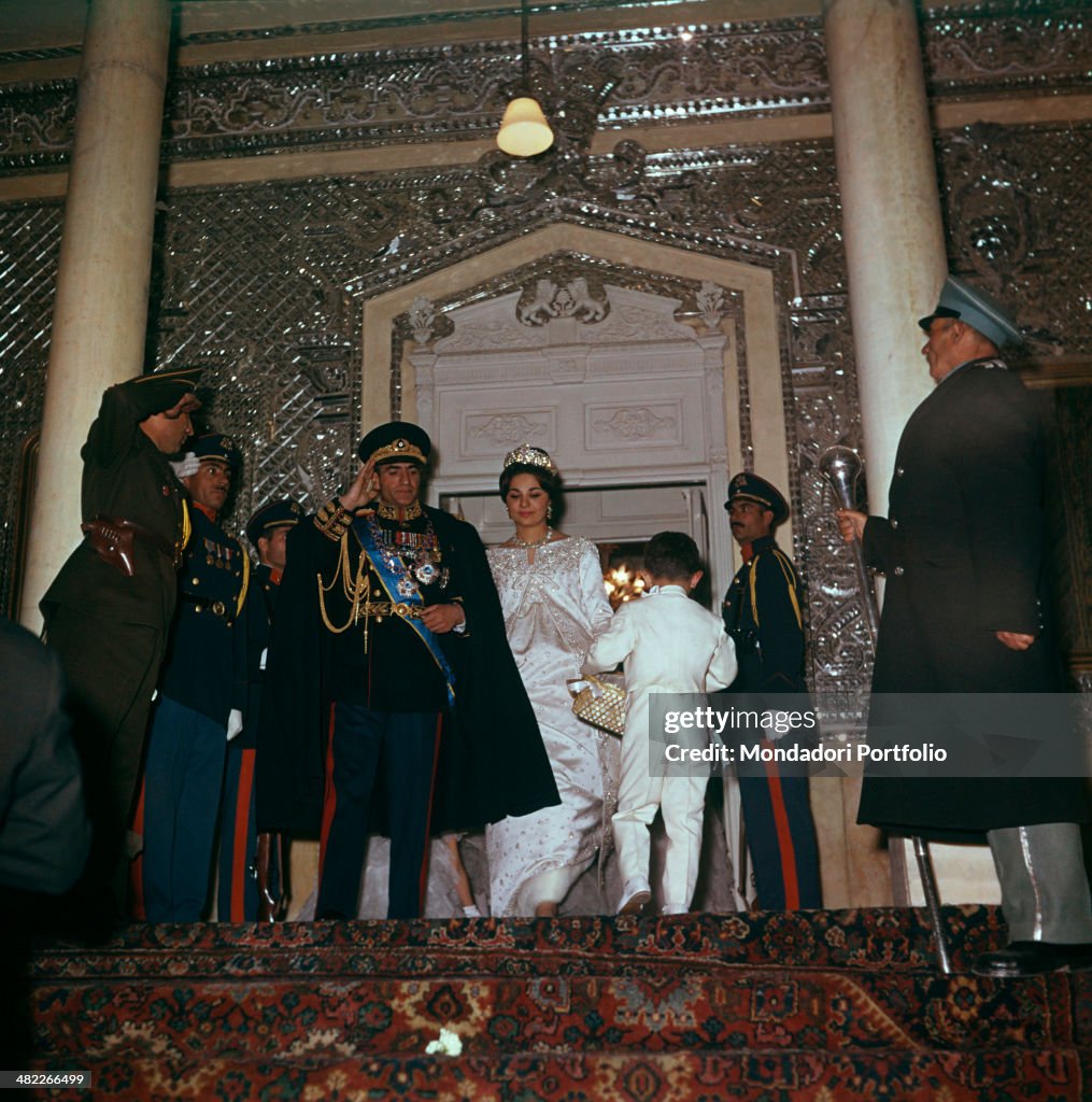 The Shah of Persia and Farah Diba on their wedding day