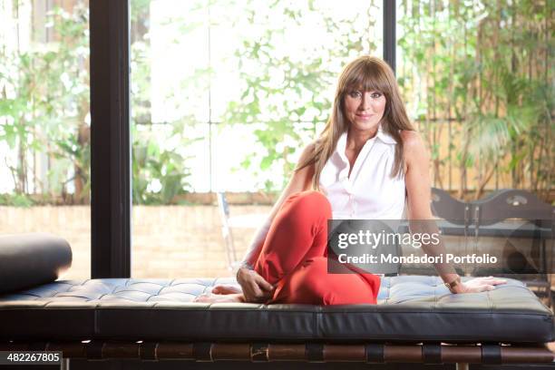 Italian politician and lawyer Anna Maria Bernini sitting in her house. Anna Maria Bernini has been recently appointed Minister of European Affairs....