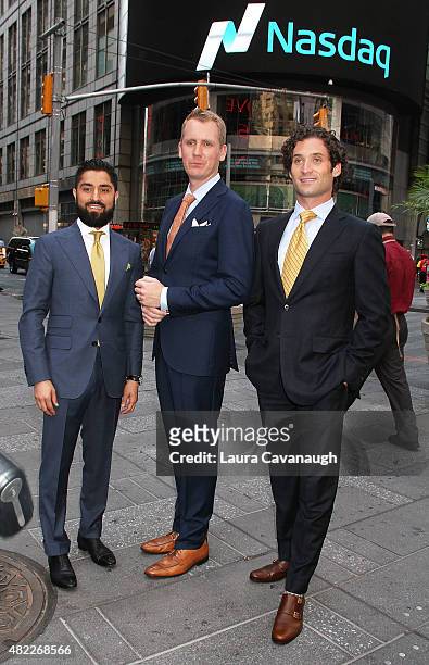 Roh Habibi, Andrew Greenwell and Justin Fichelson attend "Million Dollar Listing San Francisco" Rings The Nasdaq Stock Market Opening Bell at NASDAQ...