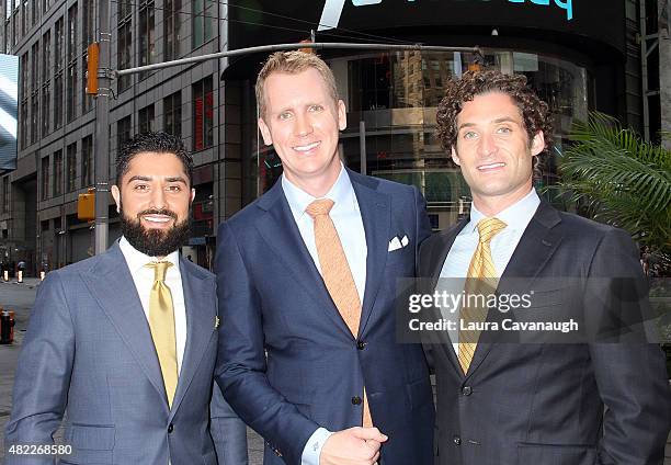 Roh Habibi, Andrew Greenwell and Justin Fichelson attend "Million Dollar Listing San Francisco" Rings The Nasdaq Stock Market Opening Bell at NASDAQ...