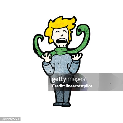 Strangled By Python Cartoon Cartoon Snake Strangling Man High-Res Vector Graphic - Getty Images