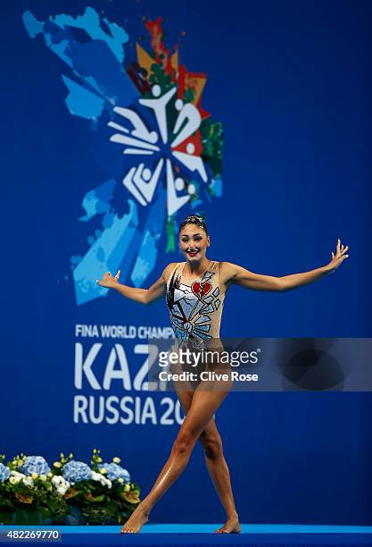 Evangelia Platanioti of Greece competes in the Women's Solo Free Synchronised Swimming Final on day five of the 16th FINA World Championships at the...