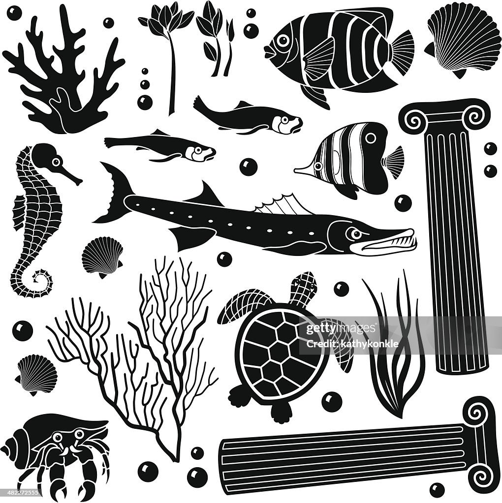 Sea creatures design elements