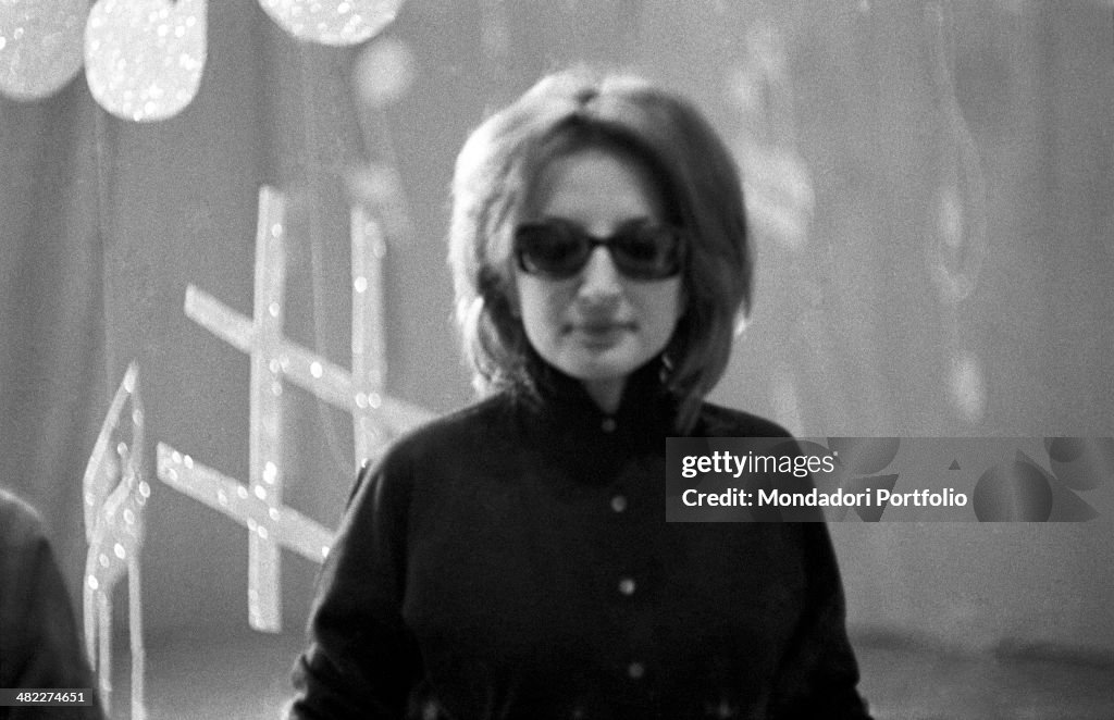 Mina Roth Italian singer Mina posing on the stage during the dress rehearsal of ...