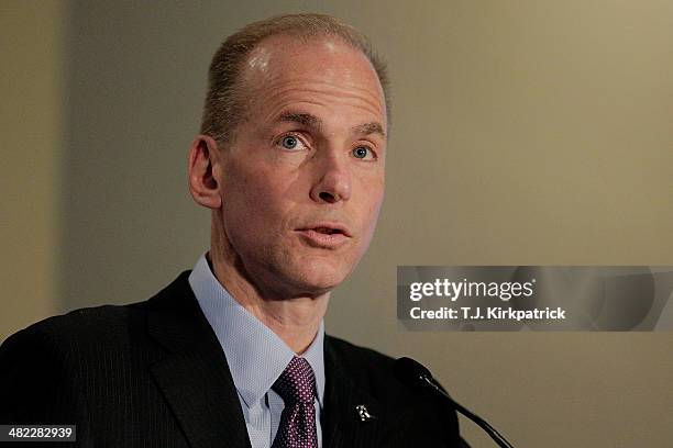 Dennis Muilenburg, president and chief operating officer of Boeing, speaks at the U.S. Chamber of Commerce Foundation Aviation Summit on April 3,...