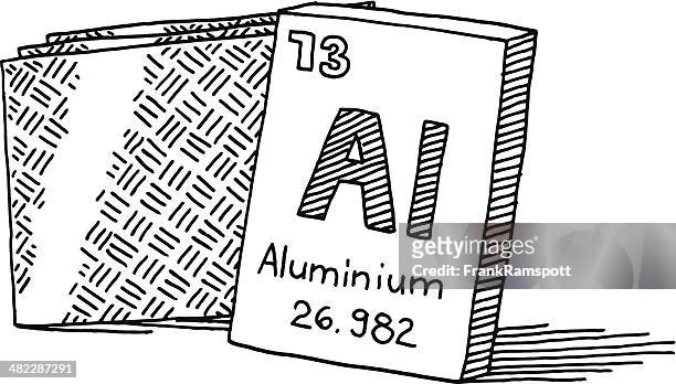 ilustraciones, imágenes clip art, dibujos animados e iconos de stock de químicas elemento de dibujo de aluminio - tabla de los elementos