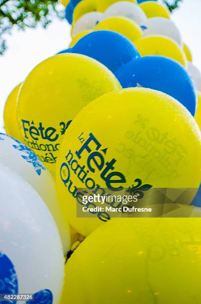 balloons celabrating quebec day - canadians celebrate national day of independence stock pictures, royalty-free photos & images
