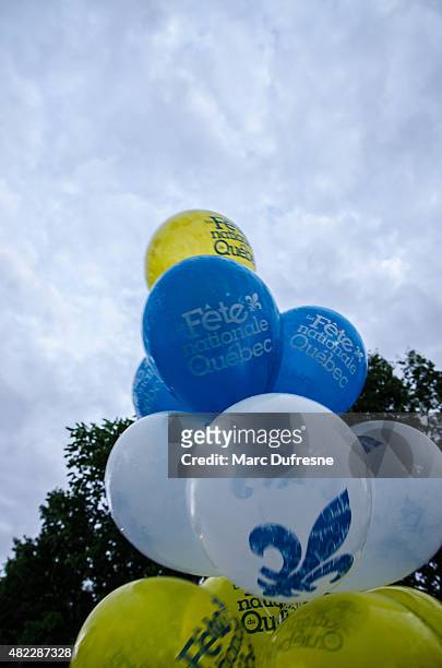 balloons celabrating quebec day - national holiday stock pictures, royalty-free photos & images