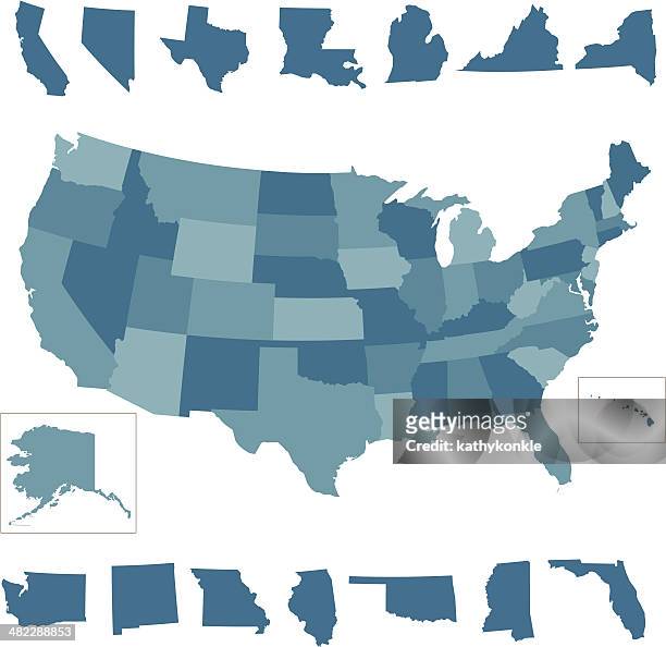 united states map - gulf coast states stock illustrations