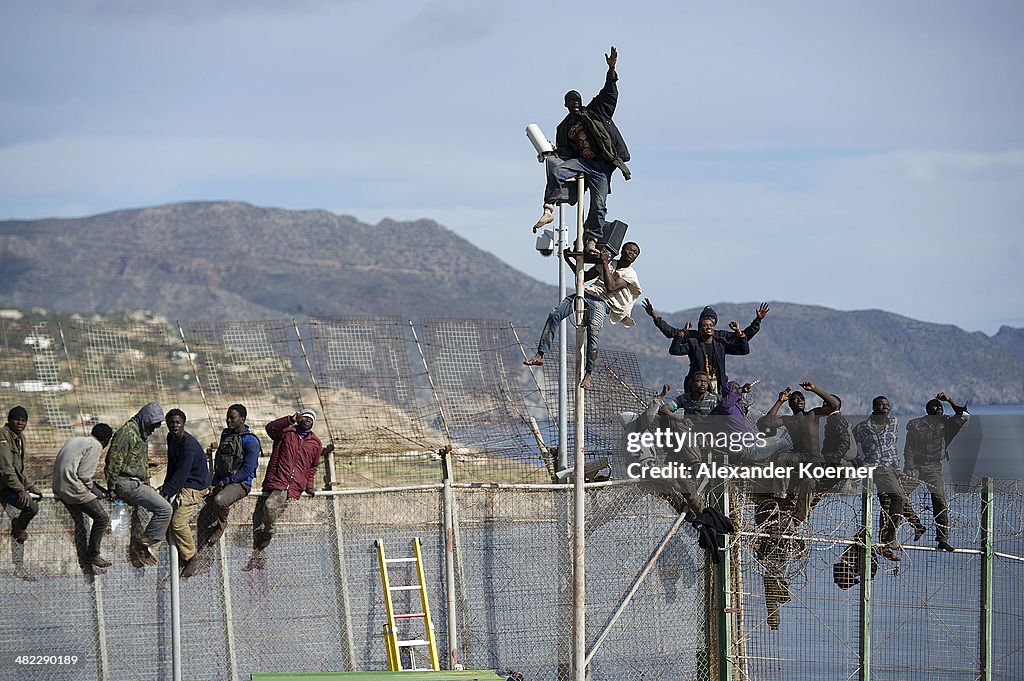 Migrants Seek Asylum In The Spanish Enclave Of Melilla In Northern Africa
