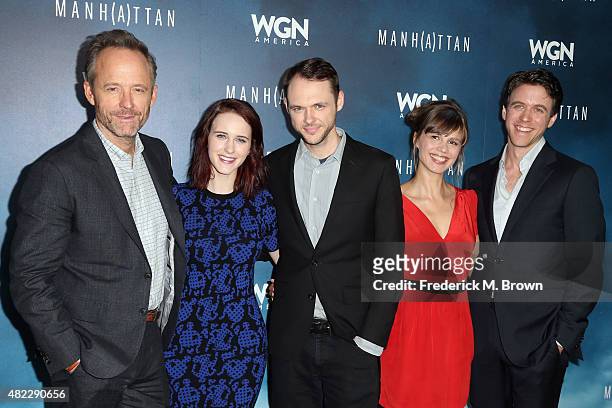 Actors John Benjamin Hickey, Rachel Brosnahan, Christopher Denham, Katja Herbers and Ashley Zukerman attend WGN America's "Manhattan" 2015 Summer TCA...