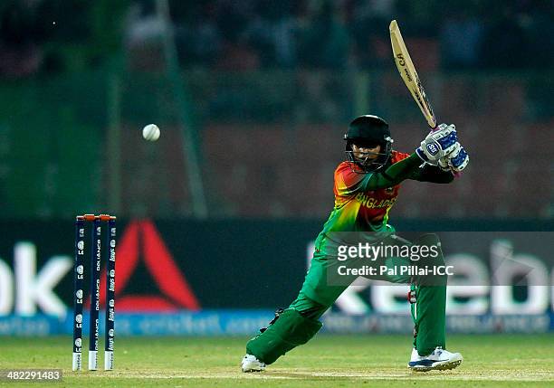 Sharmin Akthar of Bangladesh bats during the ICC Women's World Twenty20 9th/10th Ranking match between Bangladesh Women and Ireland Women played at...
