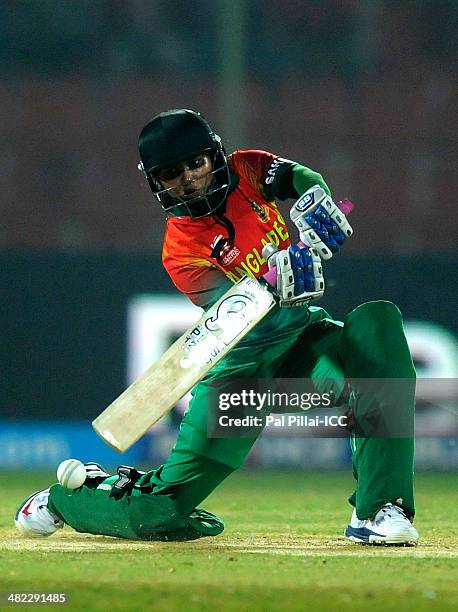 Sharmin Akthar of Bangladesh bats during the ICC Women's World Twenty20 9th/10th Ranking match between Bangladesh Women and Ireland Women played at...