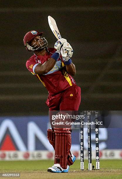 Dwayne Smith of West Indies batting during the Sri Lanka v West Indies at Sher-e-Bangla Mirpur Stadium during the ICC World Twenty20 Bangladesh 2014...