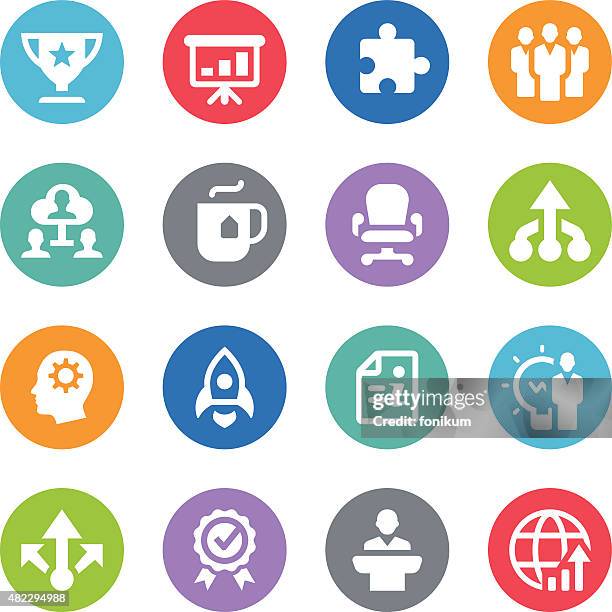 business icons - circle illustrations - networking event drinks stock illustrations