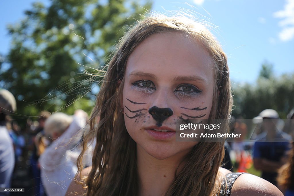 Memorial And Protest Held At Office Of Minnesota Dentist That Killed Famed Lion In Zimbabwe