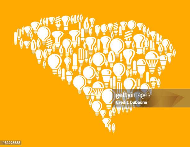 south carolina state on vector lightbulb pattern background - electrical wire white background stock illustrations