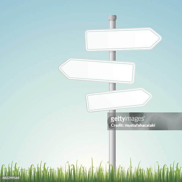 blank road signs with grass - crossroad stock illustrations