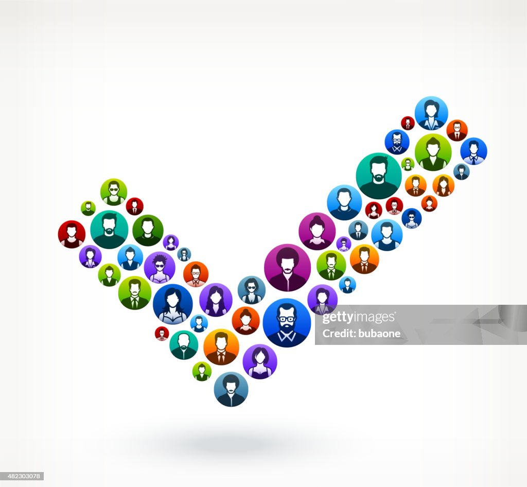 Check Mark People Faces Community and Communication Pattern.