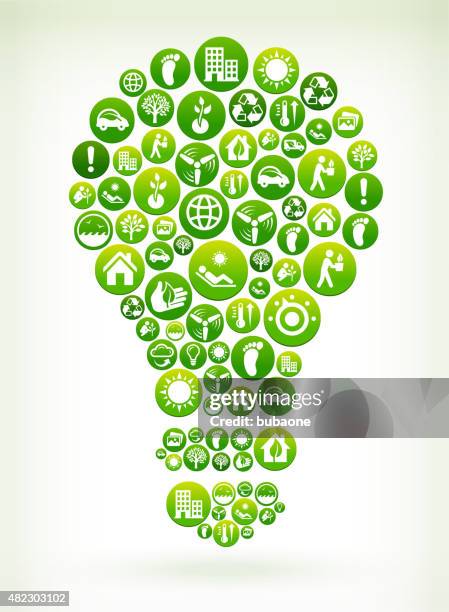 light bulb environmental conservation green vector button pattern. - save planet stock illustrations
