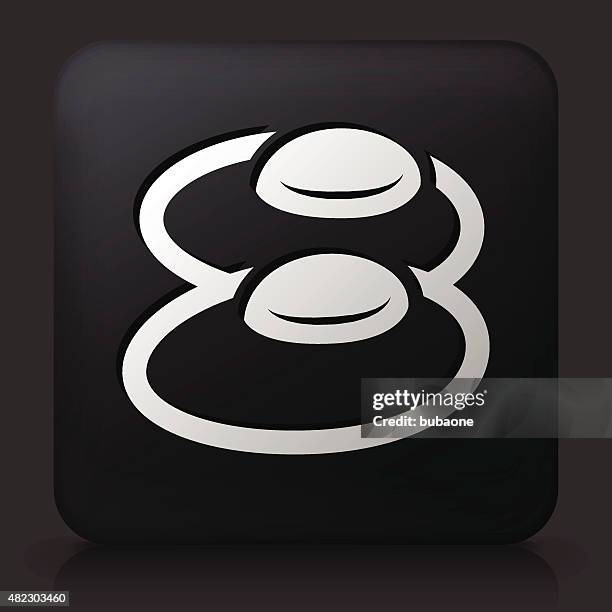 black square button with eggs icon - fried egg shape vector stock illustrations