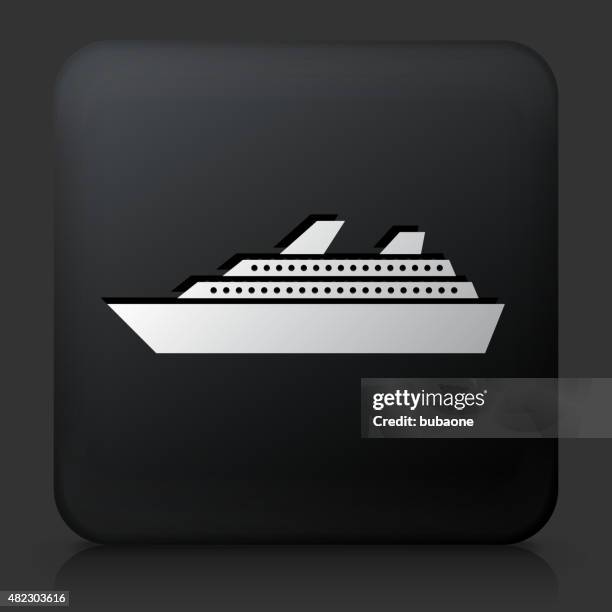black square button with cruise ship icon - spartan cruiser stock illustrations