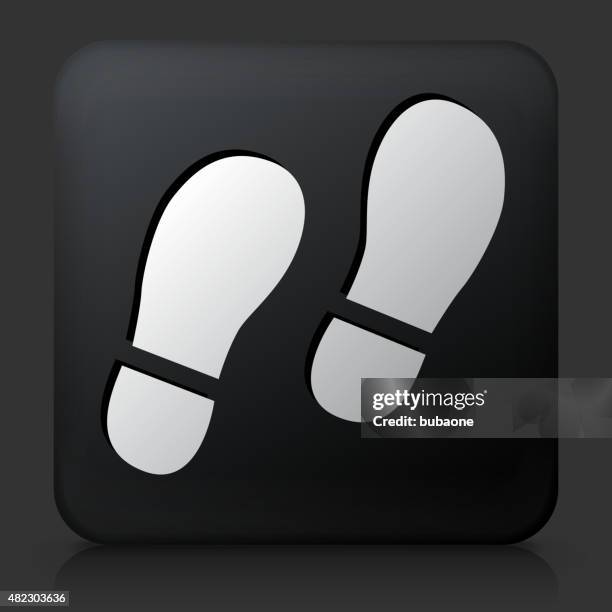 black square button with footprints icon - digital forensics stock illustrations