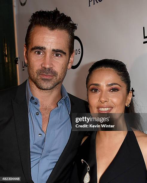 Actor Colin Farrell and actress/producer Salma Hayek Pinault attend the screening of GKIDS' "Kahlil Gibran's the Prophet" at Bing Theatre at LACMA on...