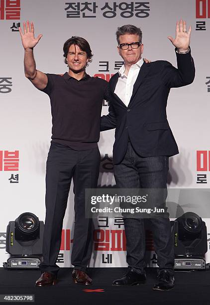 Tom Cruise and Christopher McQuarrie attend the Press Conference and Photocall of 'Mission: Impossible - Rogue Nation' at the Grand Intercontinental...