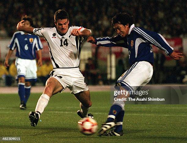 Shunsuke Nakamura of Japan in action during the international friendly match between Japan U-23 and New Zealand at the National Stadium on March 29,...