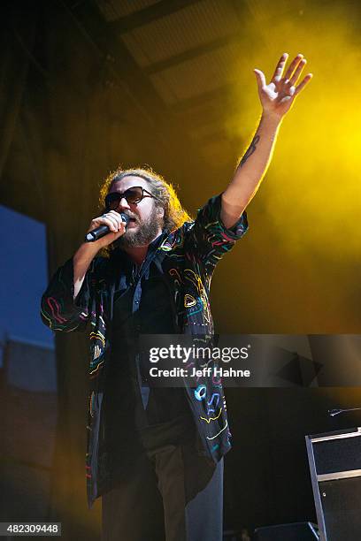 Singer/guitarist Jim James of My Morning Jacket performs at Time Warner Cable Uptown Amphitheatre on July 29, 2015 in Charlotte, North Carolina.