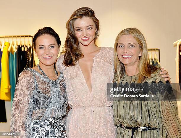 Nicky Zimmermann, model Miranda Kerr and Simone Zimmermann attend the opening of the ZIMMERMANN Melrose Place Flagship Store hosted by Nicky and...