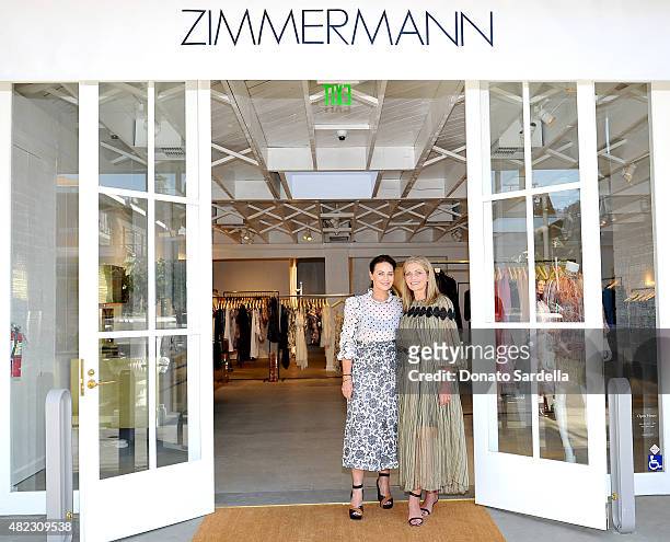 Simone Zimmermann and Nicky Zimmermann host the opening of the ZIMMERMANN Melrose Place Flagship Store on July 29, 2015 in Los Angeles, California.