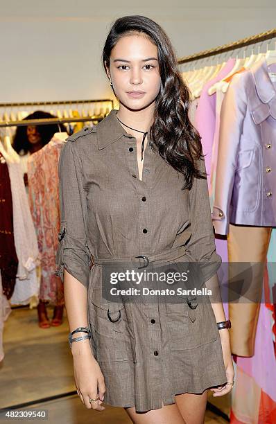 Actress Courtney Eaton attends the opening of the ZIMMERMANN Melrose Place Flagship Store hosted by Nicky and Simone Zimmermann on July 29, 2015 in...