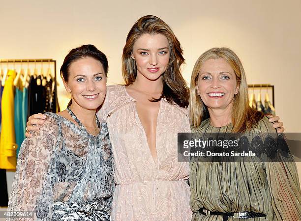 Nicky Zimmermann, model Miranda Kerr and Simone Zimmermann attend the opening of the ZIMMERMANN Melrose Place Flagship Store hosted by Nicky and...