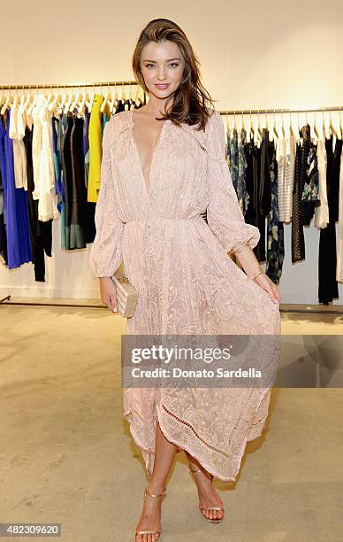 Model Miranda Kerr attends the opening of the ZIMMERMANN Melrose Place Flagship Store hosted by Nicky and Simone Zimmermann on July 29, 2015 in Los...