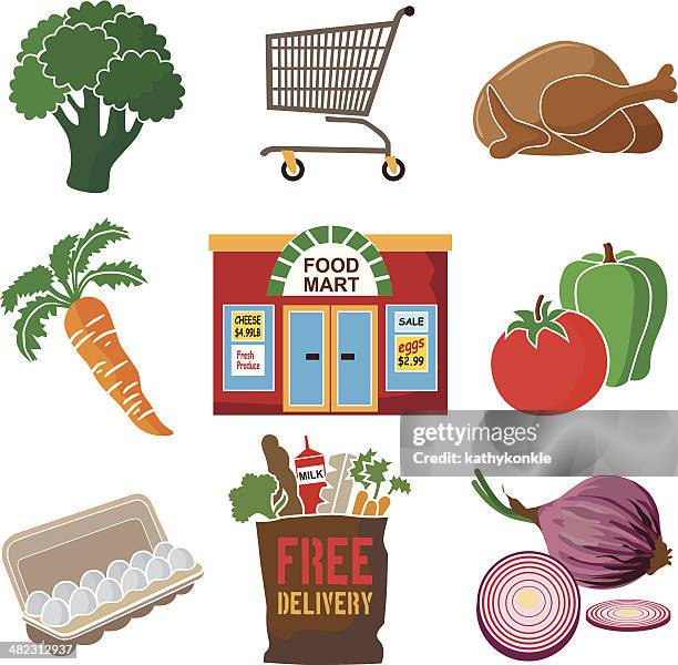 food mart design elements - egg carton stock illustrations