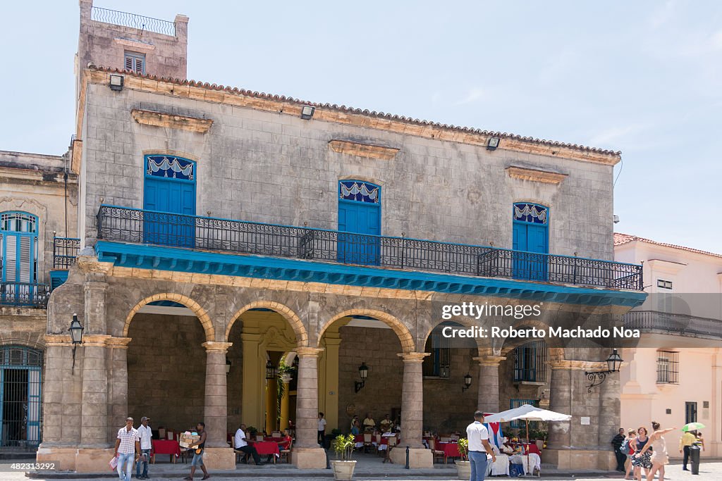 Historic buildings in the Havana Cathedral plaza or square...