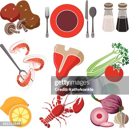 Surf and turf dinner design elements Surf and turf dinner design elements