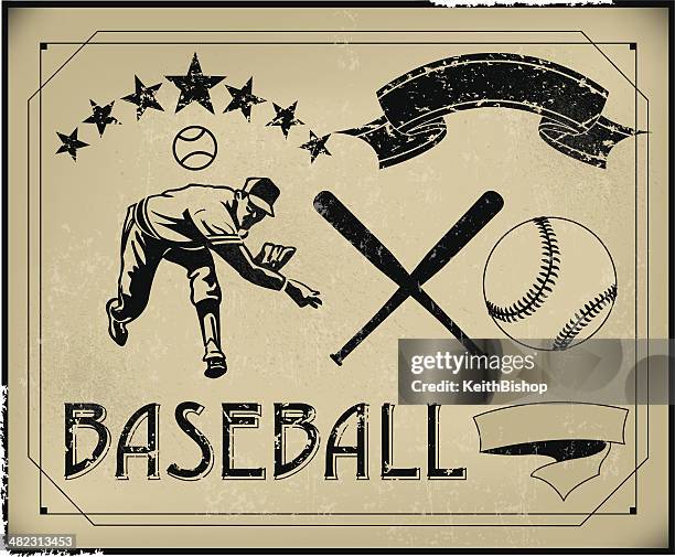 baseball retro poster items - create your own - baseball font stock illustrations
