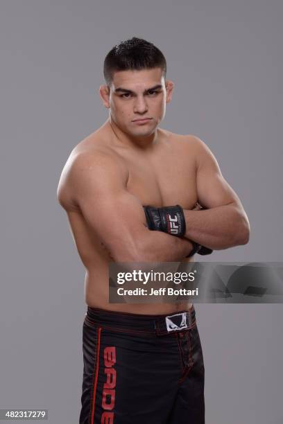 Kelvin Gastelum poses for a portrait during a UFC photo session on March 12, 2014 in Dallas, Texas.