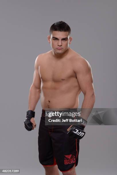 Kelvin Gastelum poses for a portrait during a UFC photo session on March 12, 2014 in Dallas, Texas.