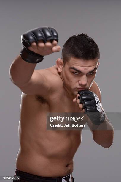 Kelvin Gastelum poses for a portrait during a UFC photo session on March 12, 2014 in Dallas, Texas.