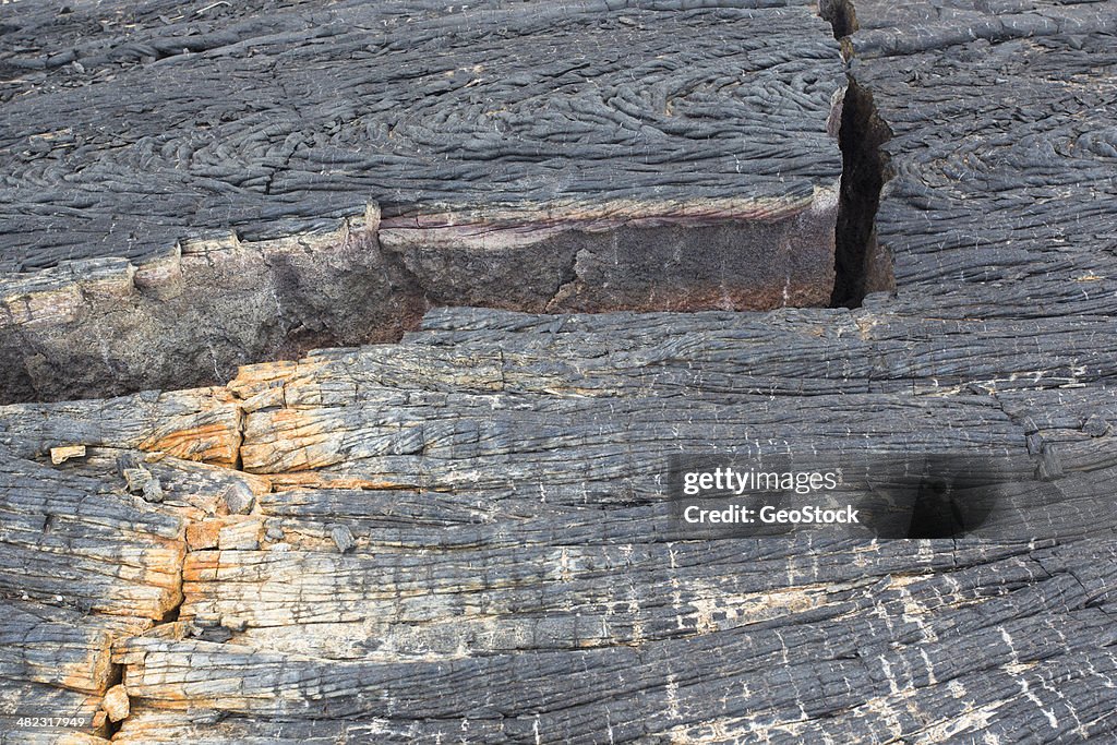 Deep crack on a cooled lava plain