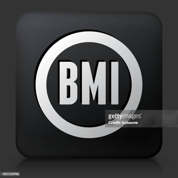 black square button with body mass index icon - body mass index chart stock illustrations