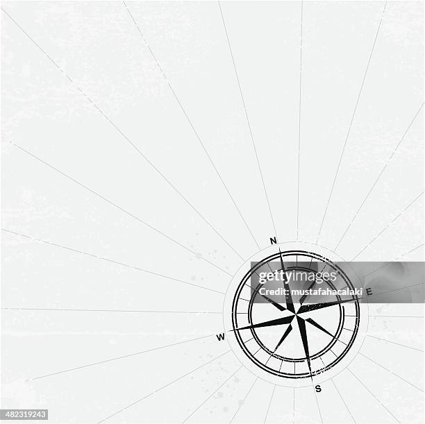 grunge-kompass hintergrund - kompassrose stock-grafiken, -clipart, -cartoons und -symbole
